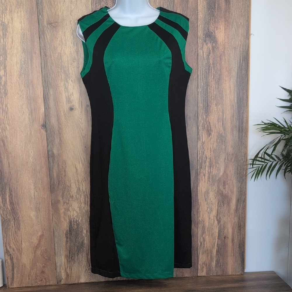 Mike Is Chic New Green and Black Sleeveless Cocktail Midi Dress XXL